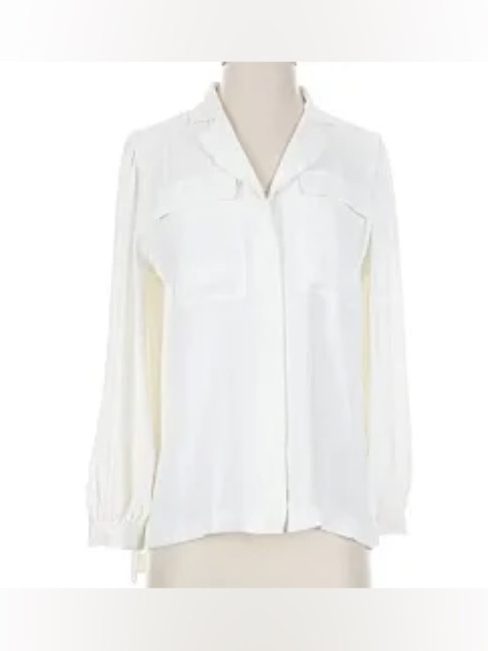 White House Black Market Ivory Utility Blouse Button Down Top L (NWOT)